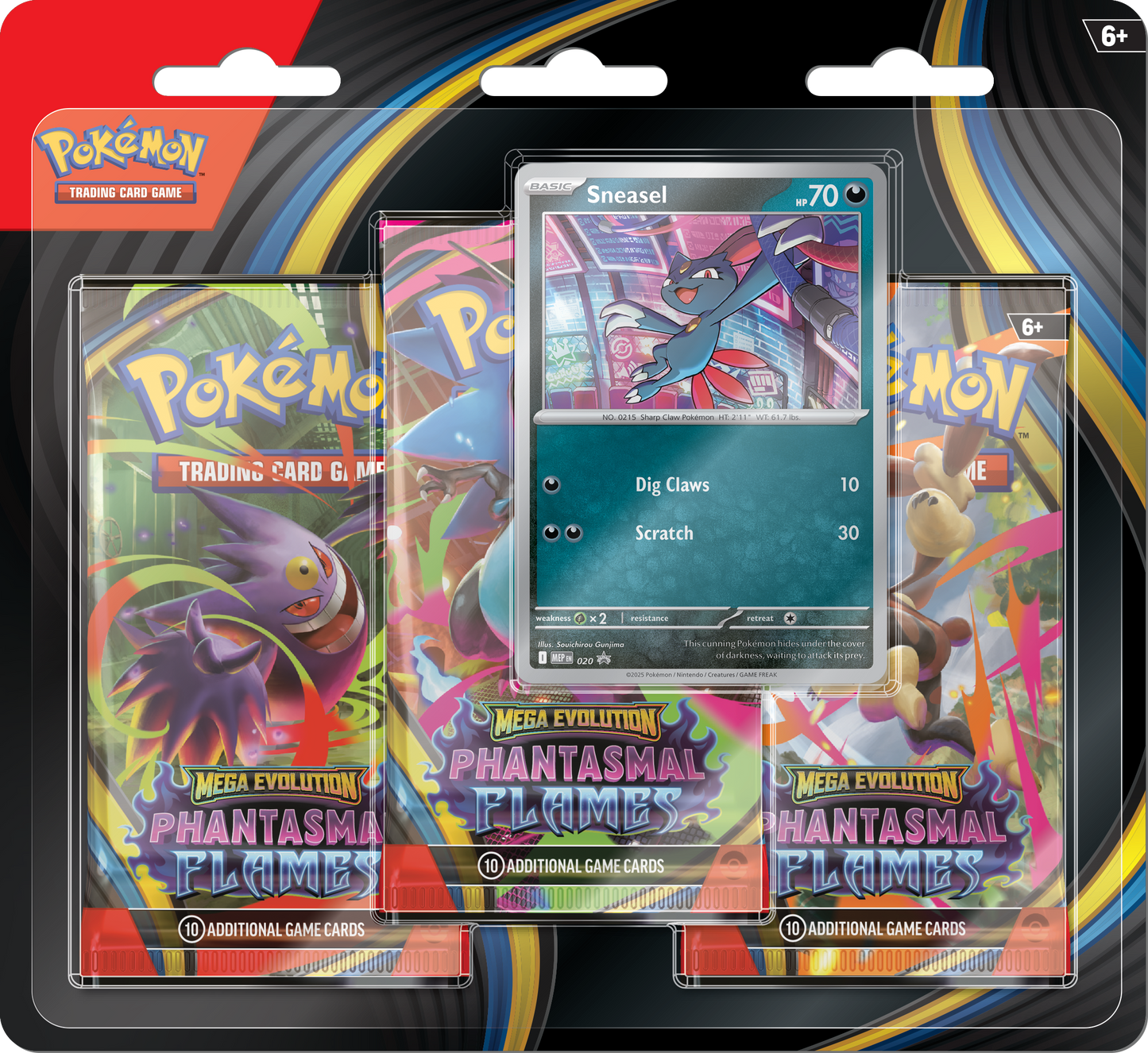 Phantasmal Flames 3-Blister Pack Sneasel met promo kaart en drie boosterpacks