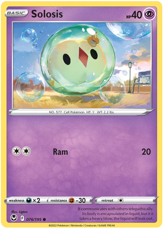 Solosis #076 common Pokémon kaart uit de Silver Tempest set