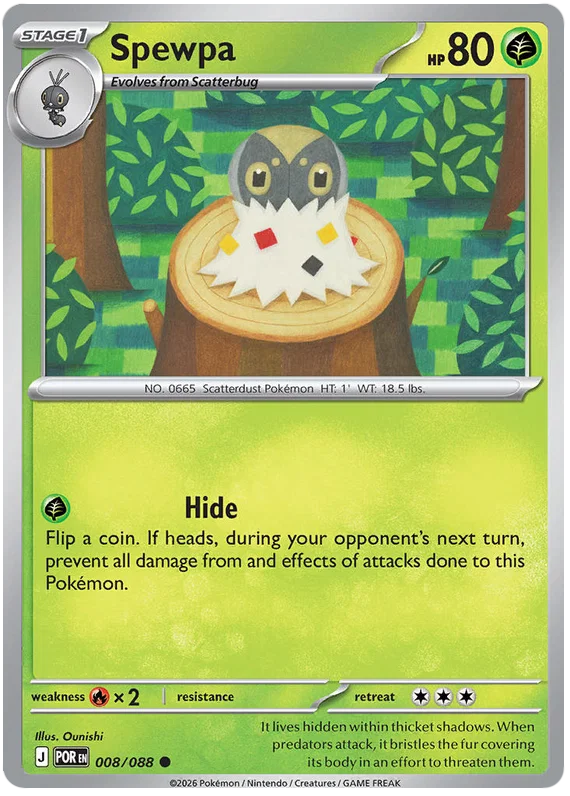 Spewpa #008 common Pokémon kaart uit de Japanse Perfect Order set