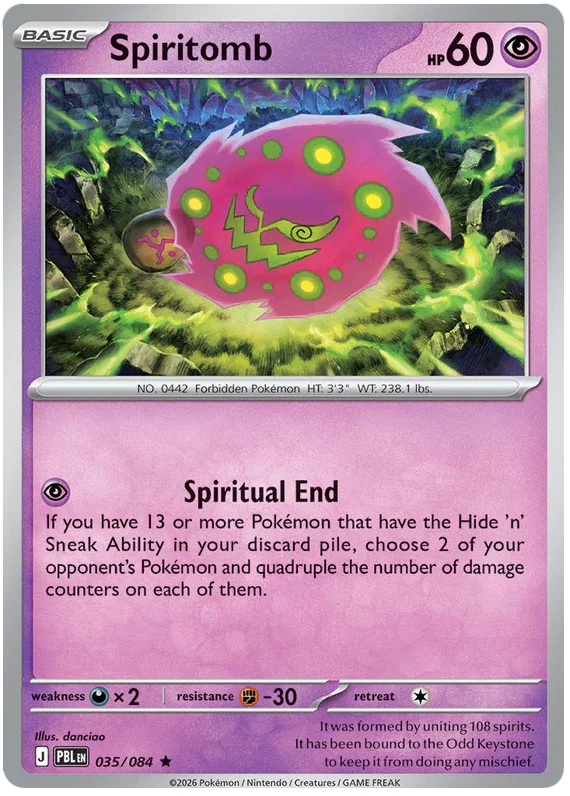 Spiritomb Holo Pitch Black Pokémon kaart nummer 035 met holografische afwerking