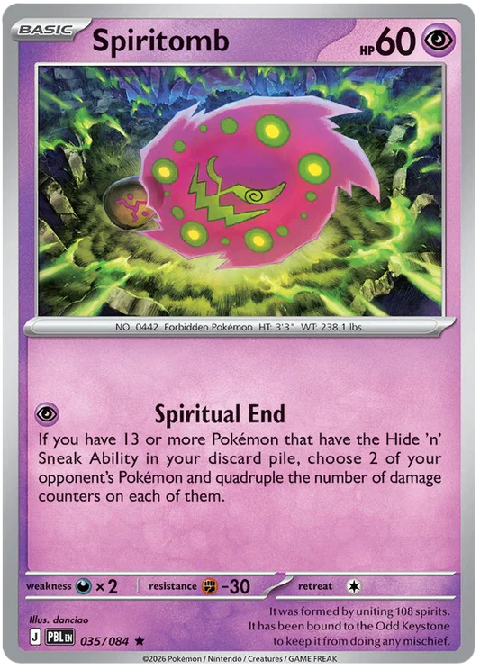 Spiritomb Holo Pitch Black Pokémon kaart nummer 035 met holografische afwerking