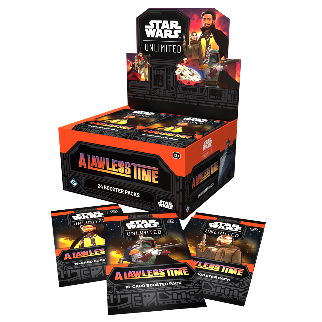 Star Wars Unlimited A Lawless Time sealed boosterbox met 24 boosterpacks voor het TCG kaartspel - zijaanzicht
