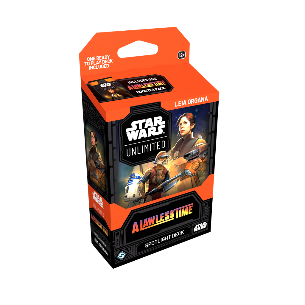 Star Wars Unlimited A Lawless Time Spotlight Deck Leia Organa doos met kaartspelmateriaal en leader-kaart - verpakking