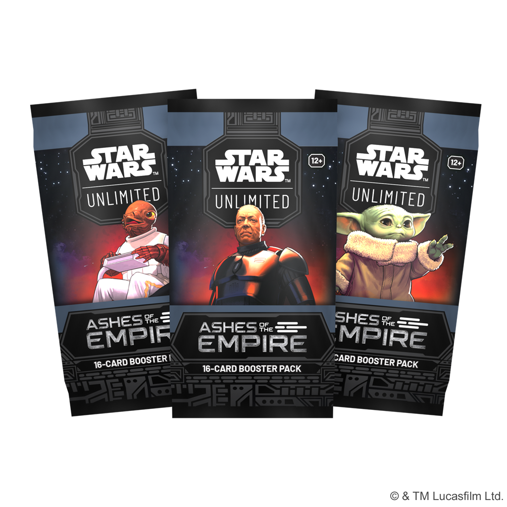 Star Wars Unlimited Ashes of the Empire Boosterpack verpakking met setdetails - vooraanzicht