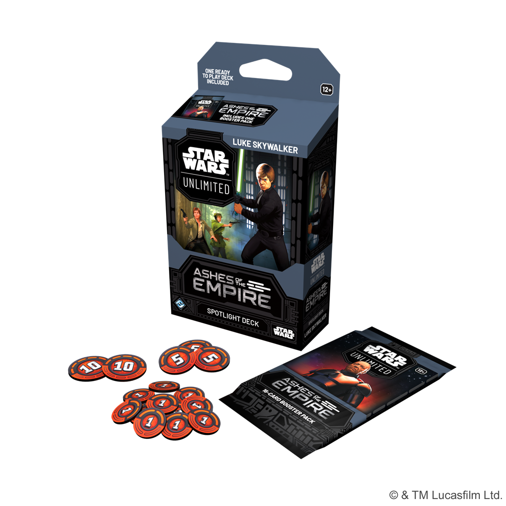 Star Wars Unlimited Ashes of the Empire Luke Skywalker Spotlight Deck doos met kaartspel - verpakking