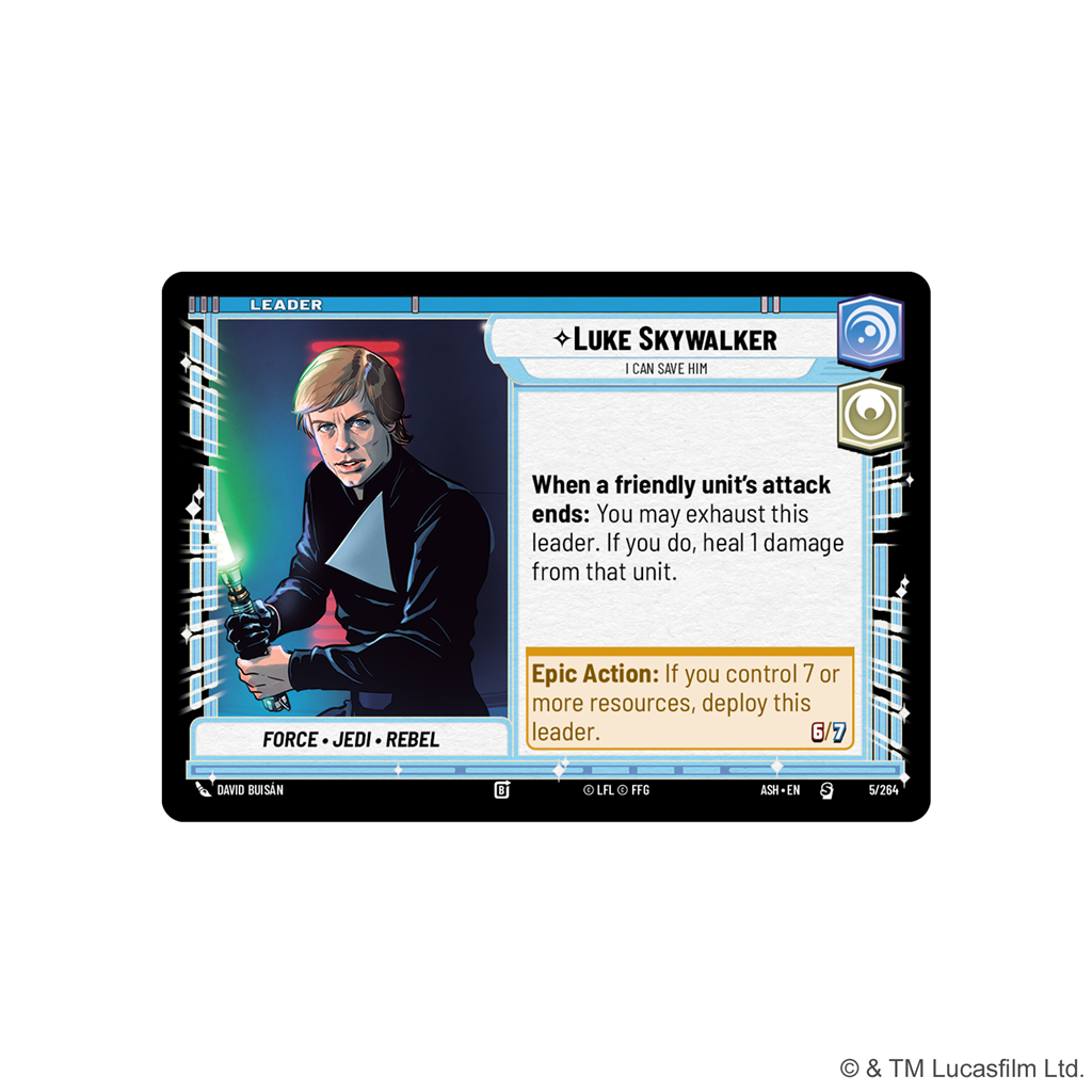 Star Wars Unlimited Ashes of the Empire Luke Skywalker Spotlight Deck doos met kaartspel - detailfoto