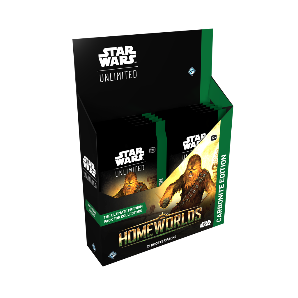 Star Wars Unlimited Homeworlds Carbonite sealed Boosterbox met premium verzamelboosters van Fantasy Flight Games - vooraanzicht