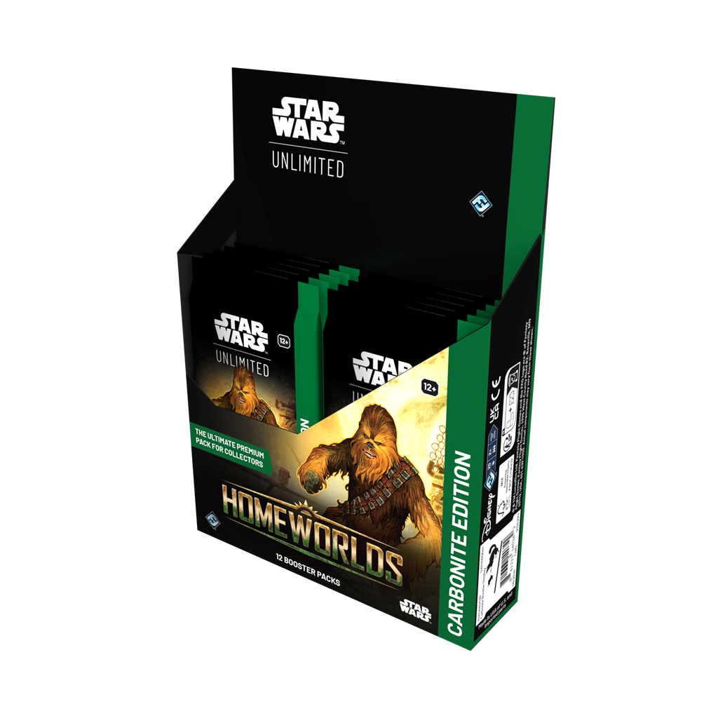 Star Wars Unlimited Homeworlds Carbonite sealed Boosterbox met premium verzamelboosters van Fantasy Flight Games - verpakking