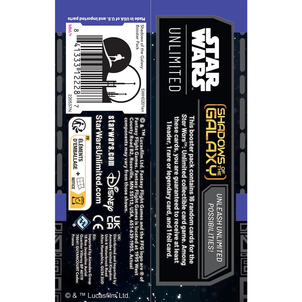 Star Wars Unlimited Shadows of the Galaxy Boosterpack met kaarten uit The Mandalorian en The Book of Boba Fett