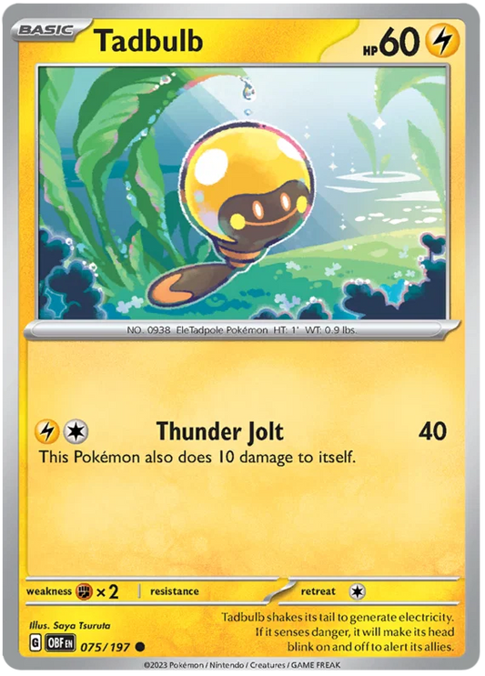 Tadbulb #075 common Pokémon kaart uit de Obsidian Flames set