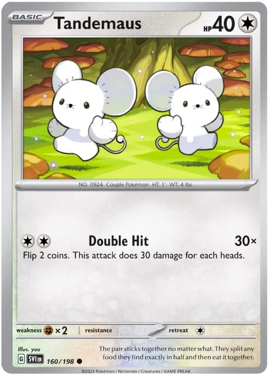 Tandemaus common Pokémon kaart nummer 160 uit de Scarlet & Violet basisset