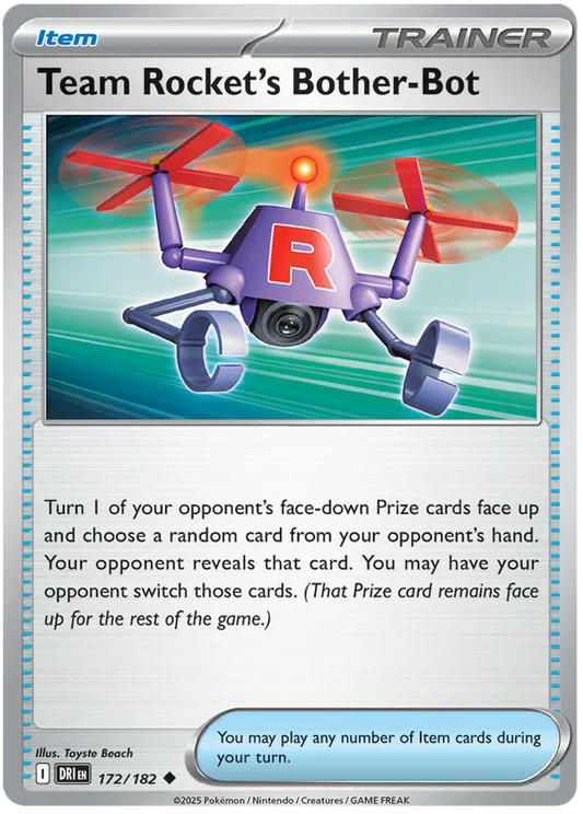 Team Rocket's Bother-Bot common trainerkaart nummer 172 uit de Pokemon Destined Rivals set