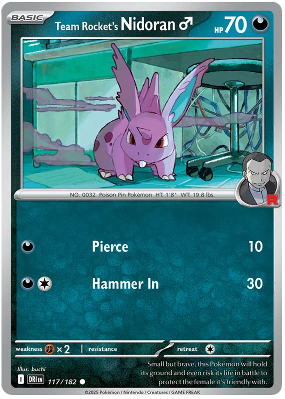 Team Rocket's Nidoran common pokémonkaart #117 uit Destined Rivals