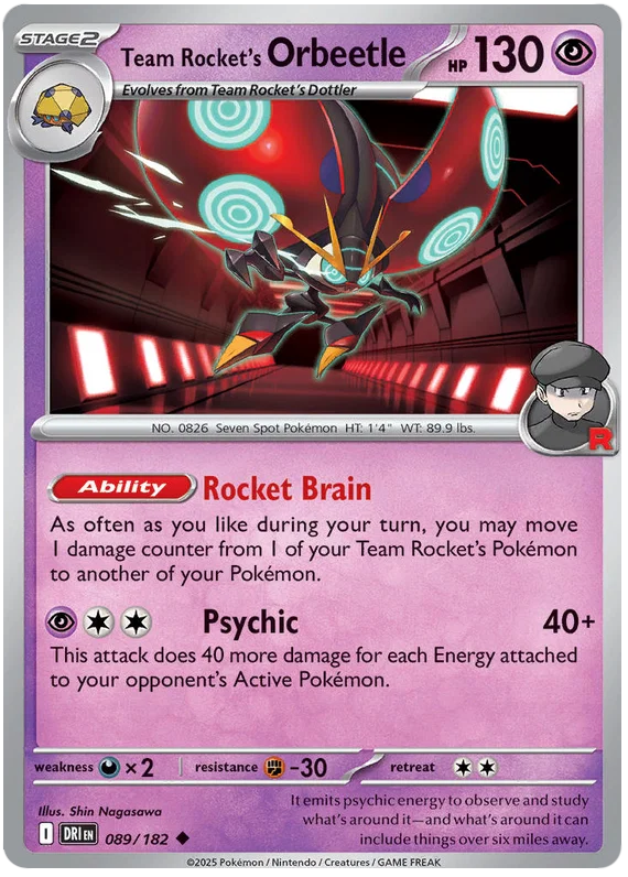 Team Rocket's Orbeetle common kaart #089 uit de Pokémon Destined Rivals set