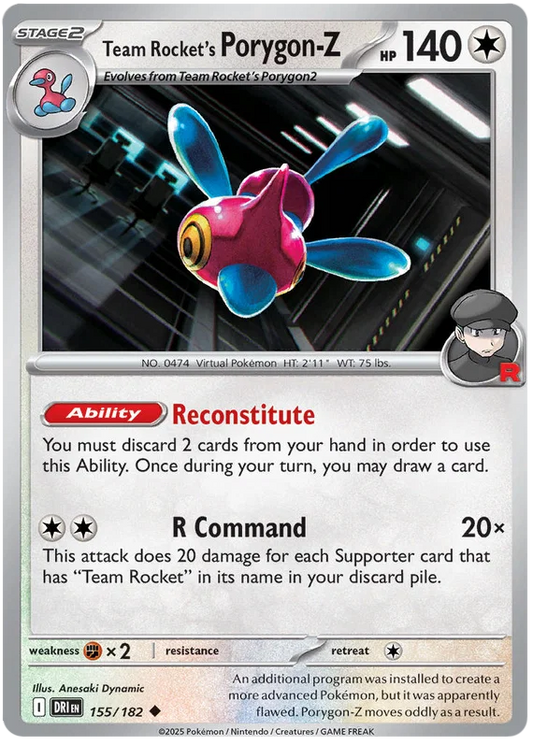 Team Rocket's Porygon-z common pokemonkaart #155 uit de Destined Rivals set