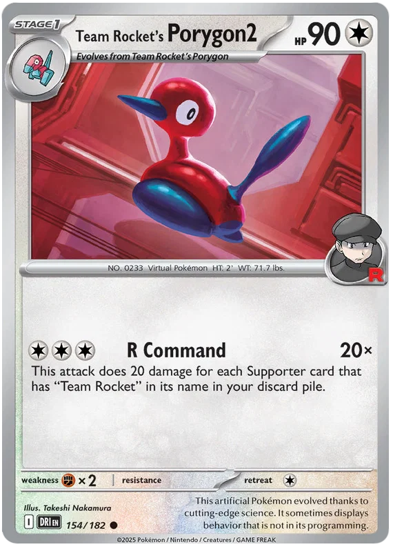 Team Rocket's Porygon2 common kaart #154 uit Pokémon Destined Rivals