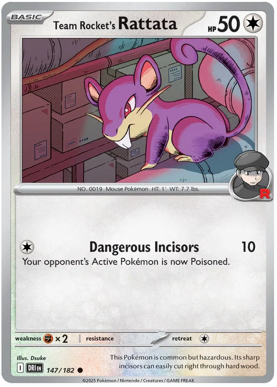 Team Rocket's Rattata common kaart #147 uit de Pokémon Destined Rivals set