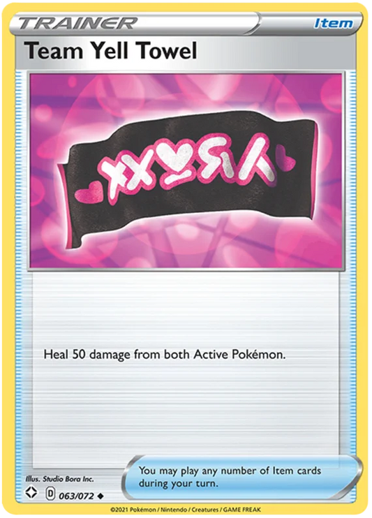 Team Yell Towel common trainerkaart uit de Pokémon Shining Fates set, kaartnummer 063/072