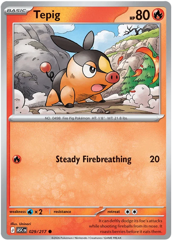 Tepig #029 common kaart uit de Ascended Heroes set