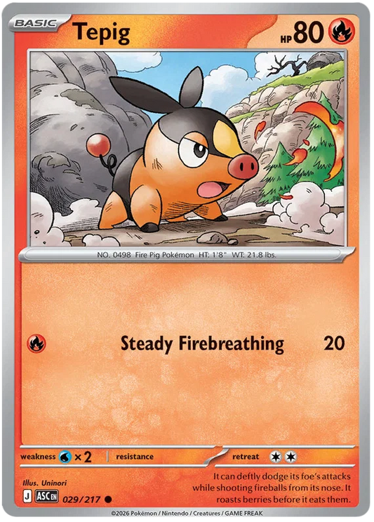 Tepig #029 common kaart uit de Ascended Heroes set