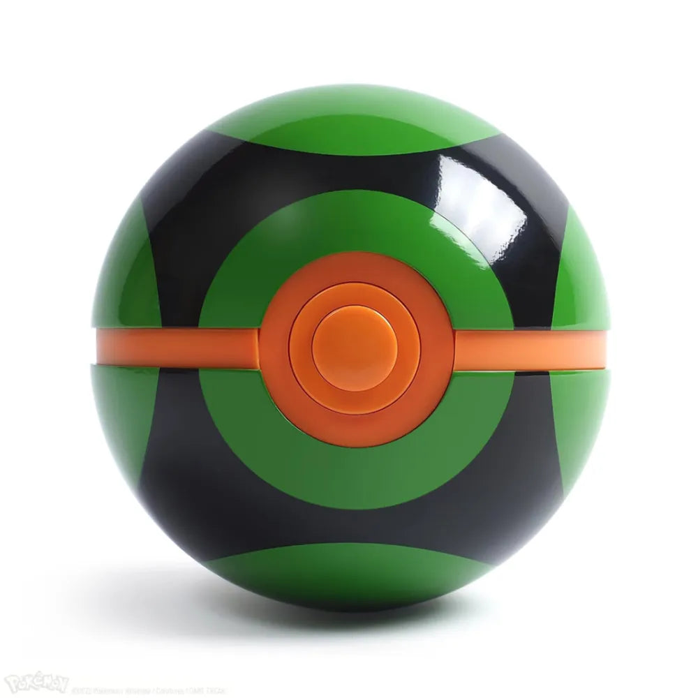 The Wand Company Pokémon Dusk Ball Replica in een verlichte presentatiebox met metalen behuizing - verpakking