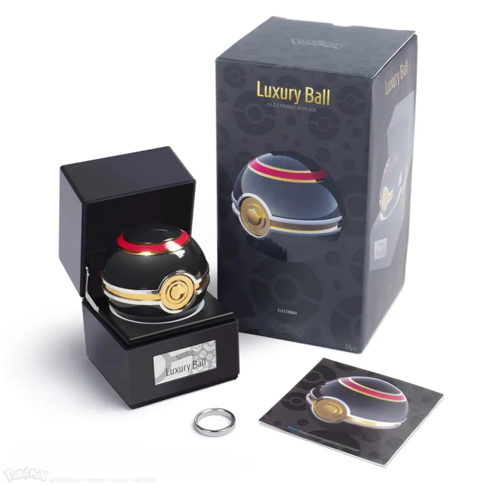 The Wand Company Pokémon Luxury Ball Replica in verlichte presentatiecase met metalen afwerking - detailfoto