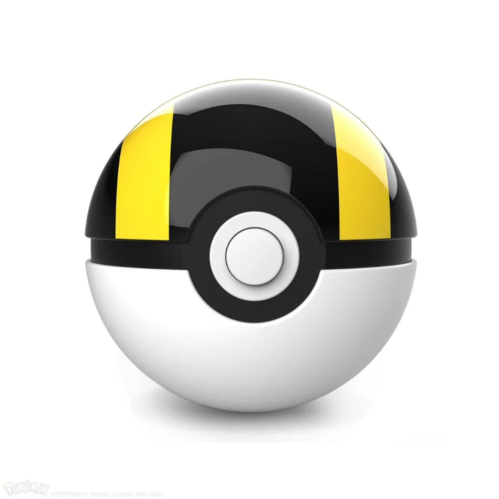 The Wand Company Pokémon Mini Ultra Ball Replica met metalen behuizing en oplichtende displaystandaard - verpakking