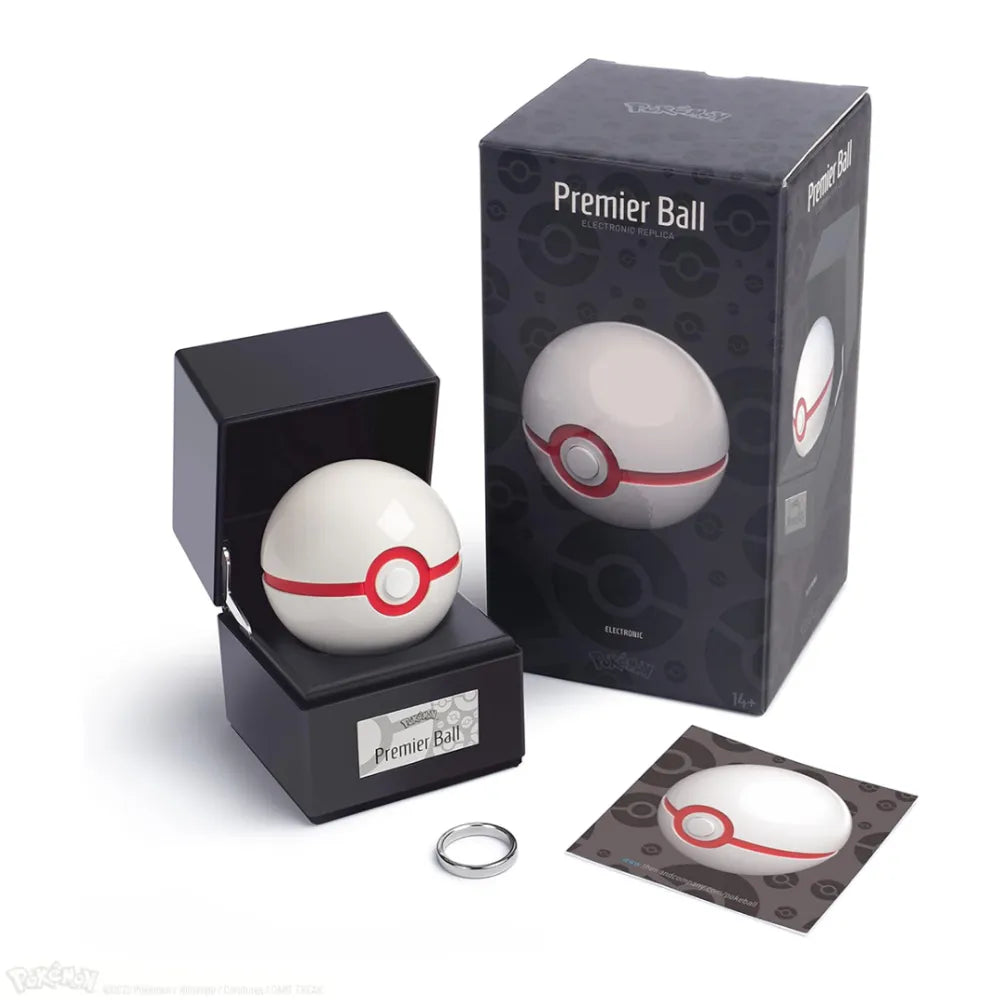 The Wand Company Pokémon Premier Ball Replica in luxe verlichte presentatiecase met metalen afwerking - detailfoto