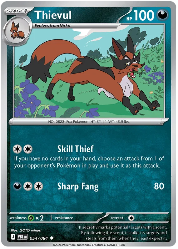 Thievul #054 common Pokémon kaart uit de Pitch Black set