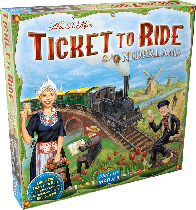 Ticket to Ride Nederland uitbreiding bordspel met plattegrond, bruggen en toltokens