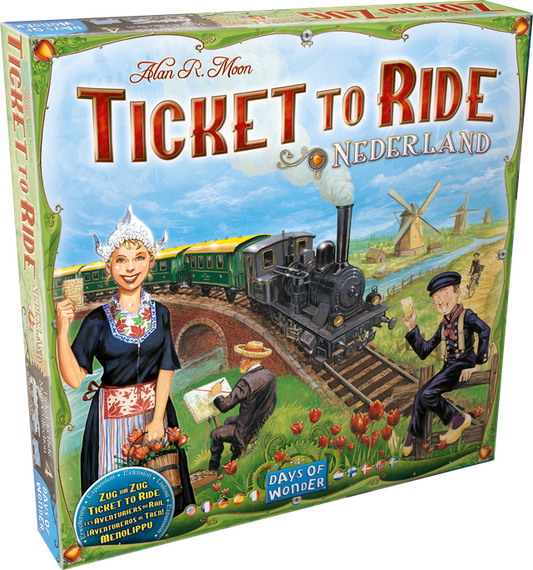 Ticket to Ride Nederland uitbreiding bordspel met plattegrond, bruggen en toltokens
