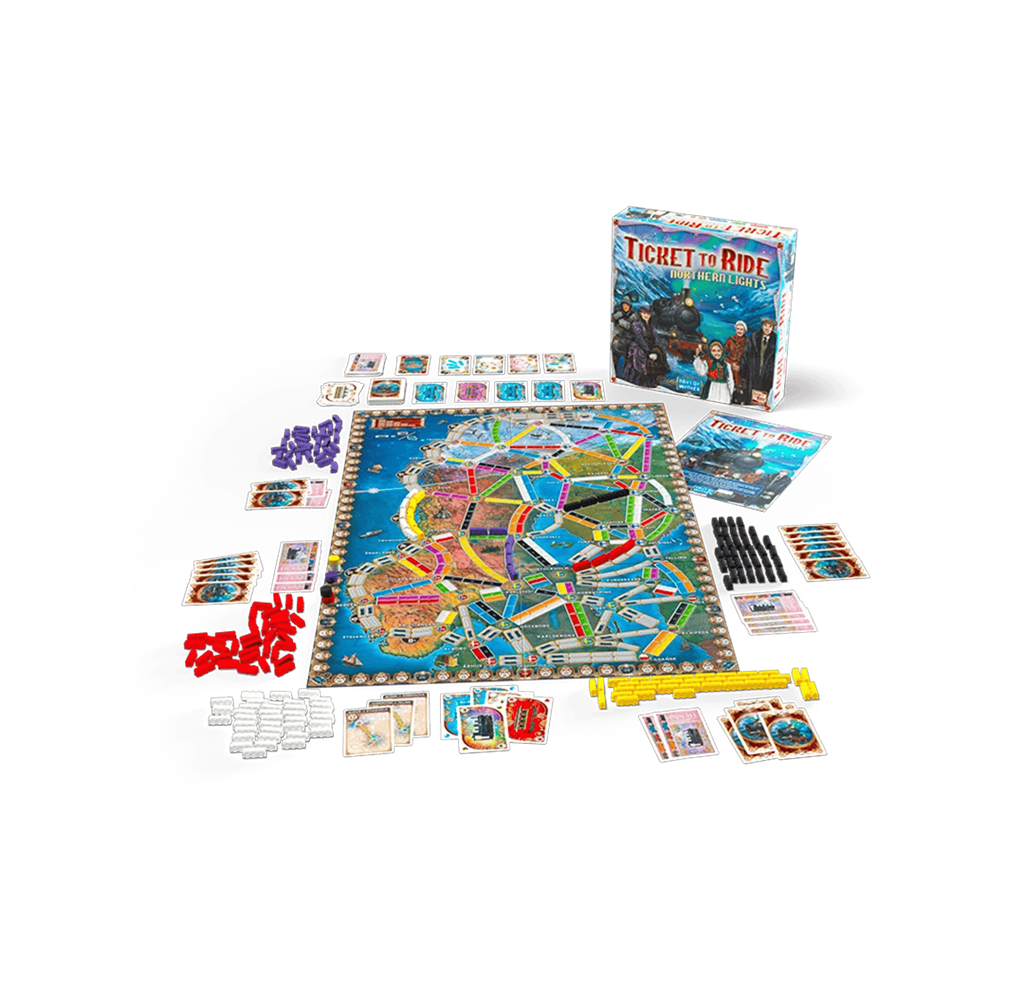 Ticket to Ride Northern Lights bordspel Nederlandse editie met treinen, veerbootroutes en Scandinavische bestemmingen