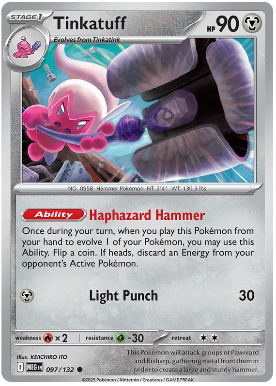 Tinkatuff common Pokémon kaart nummer 097 uit de Mega Evolution set