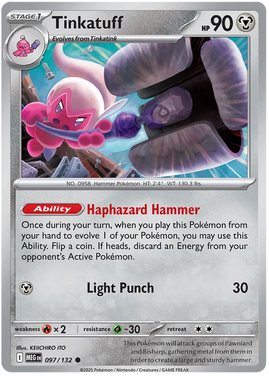 Tinkatuff common Pokémon kaart nummer 097 uit de Mega Evolution set