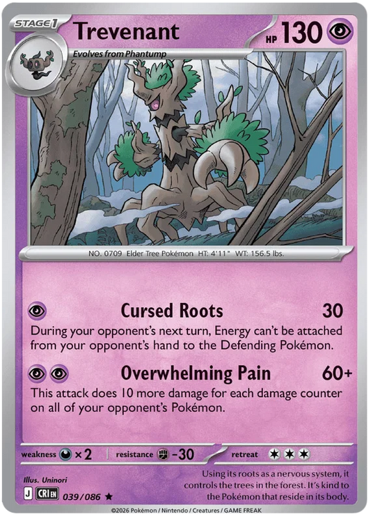 Trevenant Holo #039 Chaos Rising Pokémon kaart uit de XY-serie