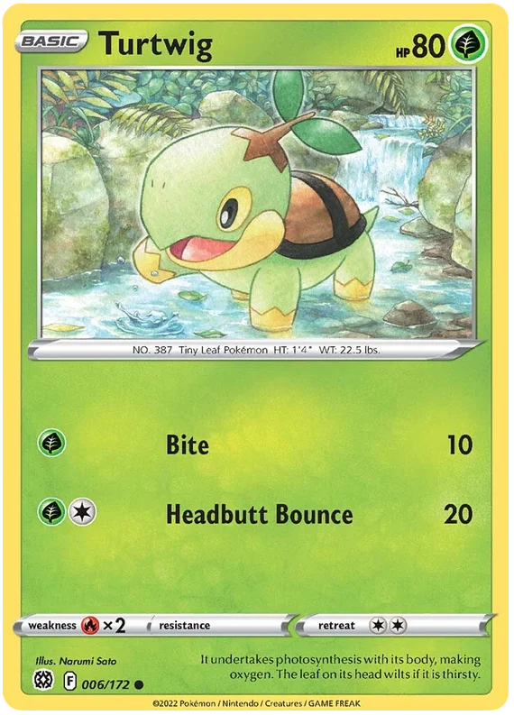 Turtwig 006/172 common Pokémon kaart uit de set Sword & Shield Brilliant Stars