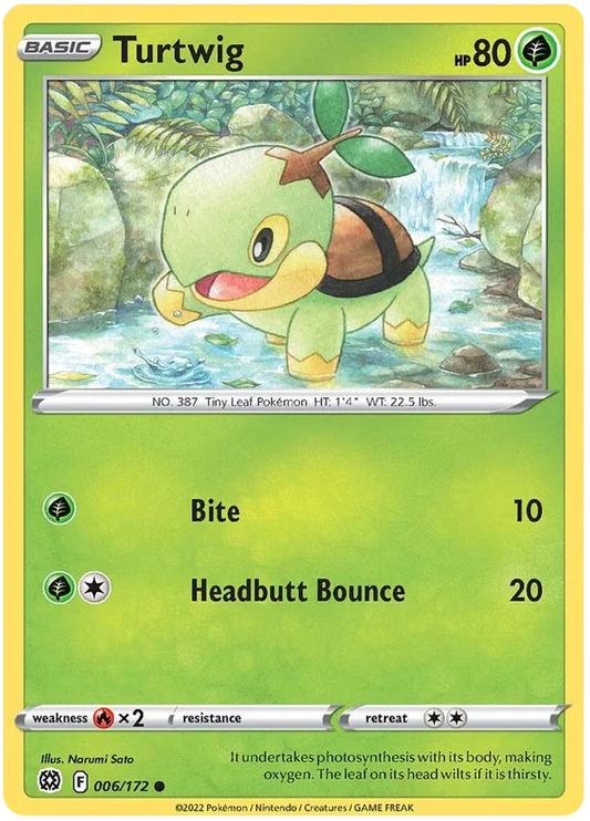 Turtwig 006/172 common Pokémon kaart uit de set Sword & Shield Brilliant Stars