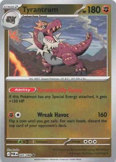 Tyrantrum Reverse Holo Pokémon kaart uit de XY Furious Fists set