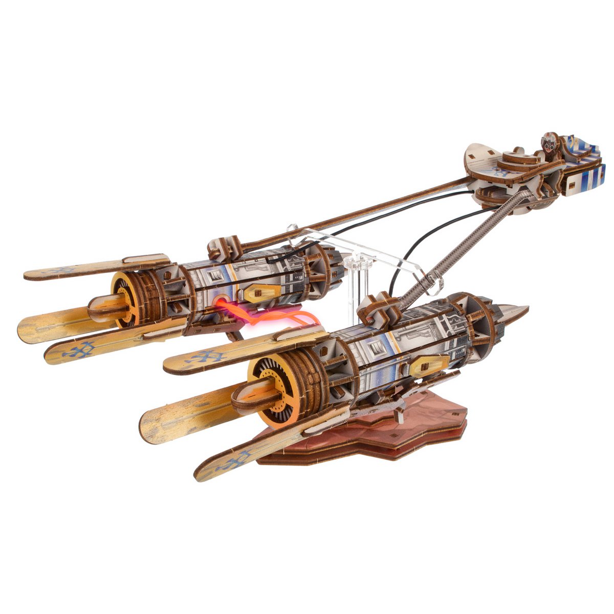 UGears Star Wars Anakin Skywalker's Podracer houten 3D bouwpakket met LED-verlichting - zijaanzicht