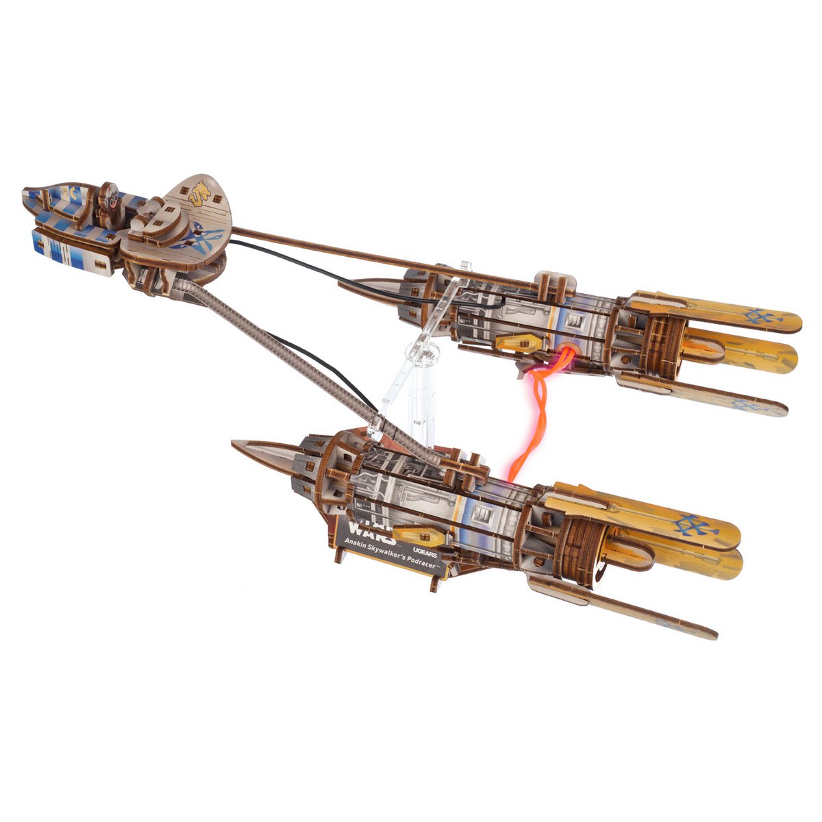 UGears Star Wars Anakin Skywalker's Podracer houten 3D bouwpakket met LED-verlichting - vooraanzicht