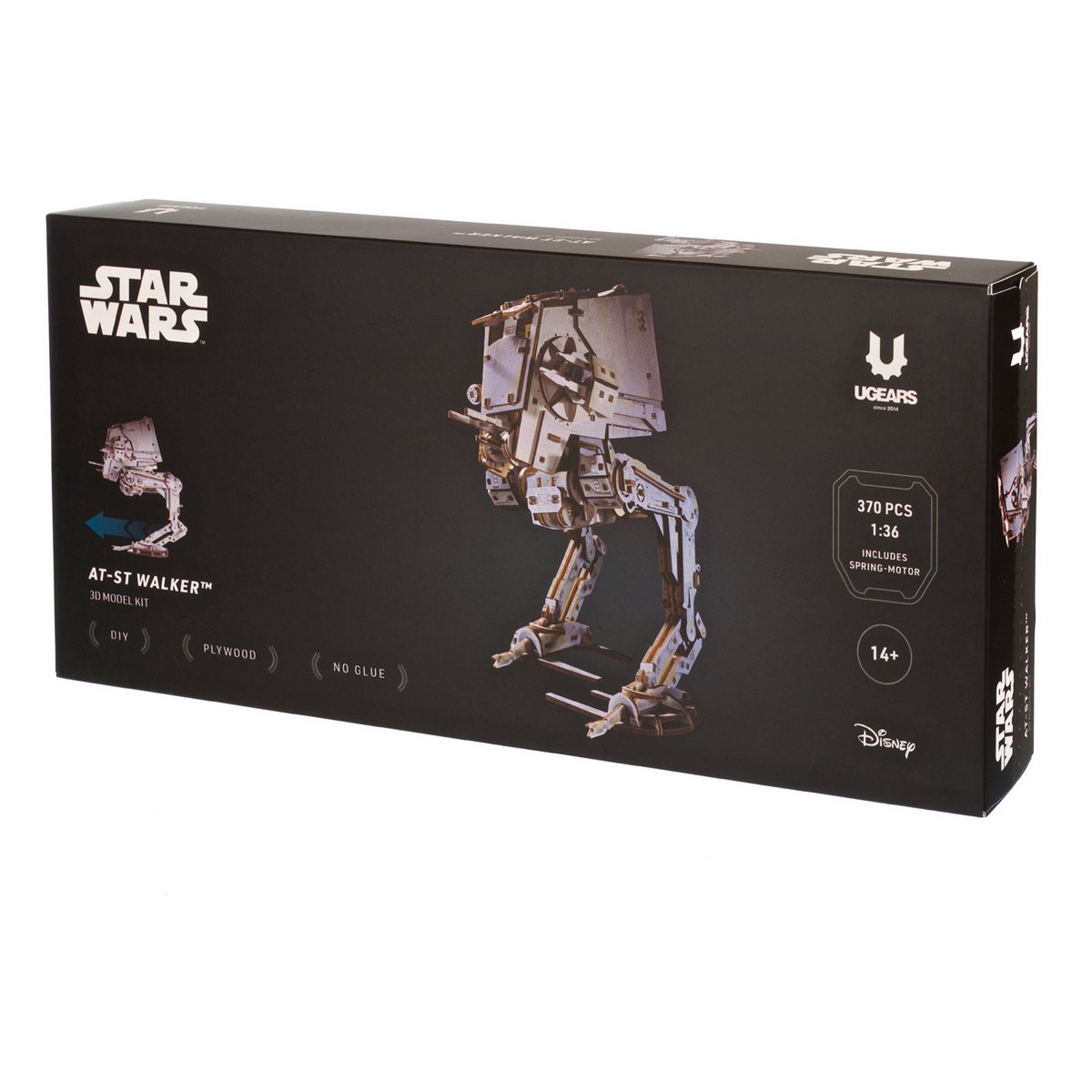UGears AT-ST Walker Star Wars mechanisch houten bouwpakket miniatuur in verpakking - verpakking