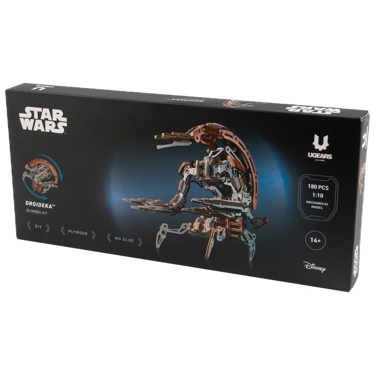 UGears Droideka bouwpakket, houten Star Wars 3D puzzel model met 180 onderdelen - verpakking