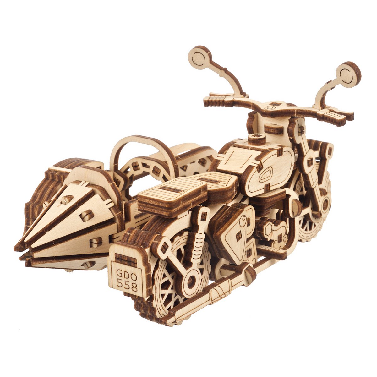 Ugears Hagrid's Flying Motorbike modelbouw houten 3D puzzel met zijspan uit Harry Potter collectie - detailfoto