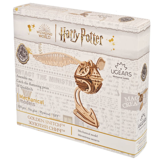 Ugears Harry Potter Golden Snitch houten 3D bouwpakket met fladderende vleugels - vooraanzicht