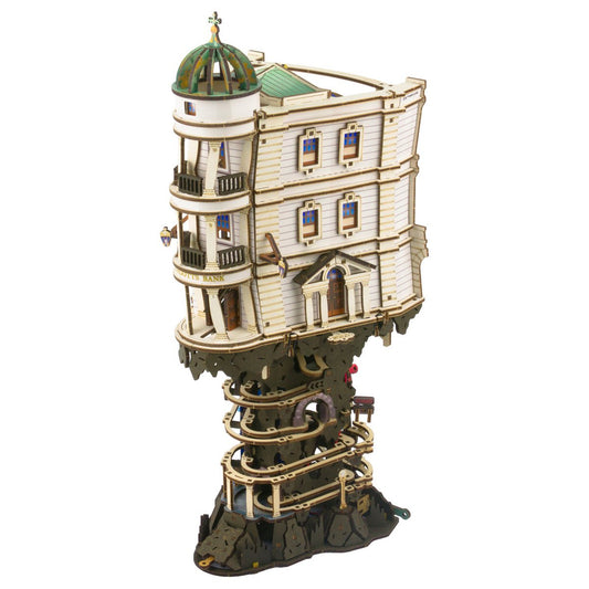 Ugears Harry Potter Gringotts Bank Marble Run houten 3D bouwpakket met knikkerbaan - vooraanzicht