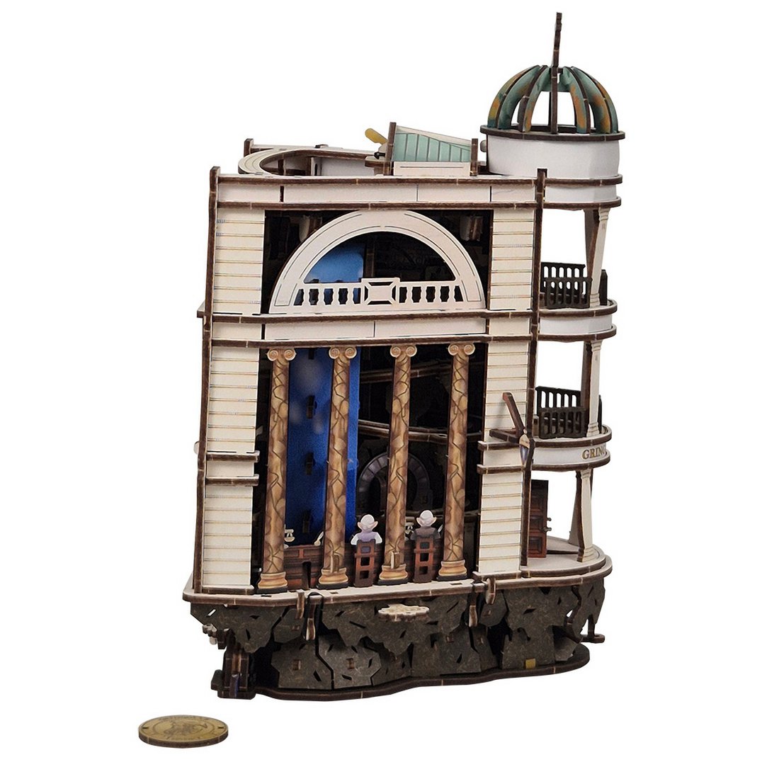 Ugears Harry Potter Gringotts Bank Marble Run houten 3D bouwpakket met knikkerbaan - zijaanzicht