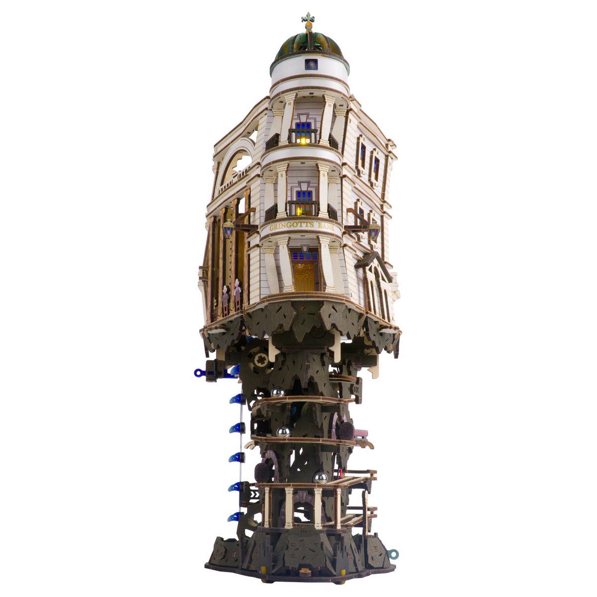 Ugears Harry Potter Gringotts Bank Marble Run houten 3D bouwpakket met knikkerbaan - vooraanzicht