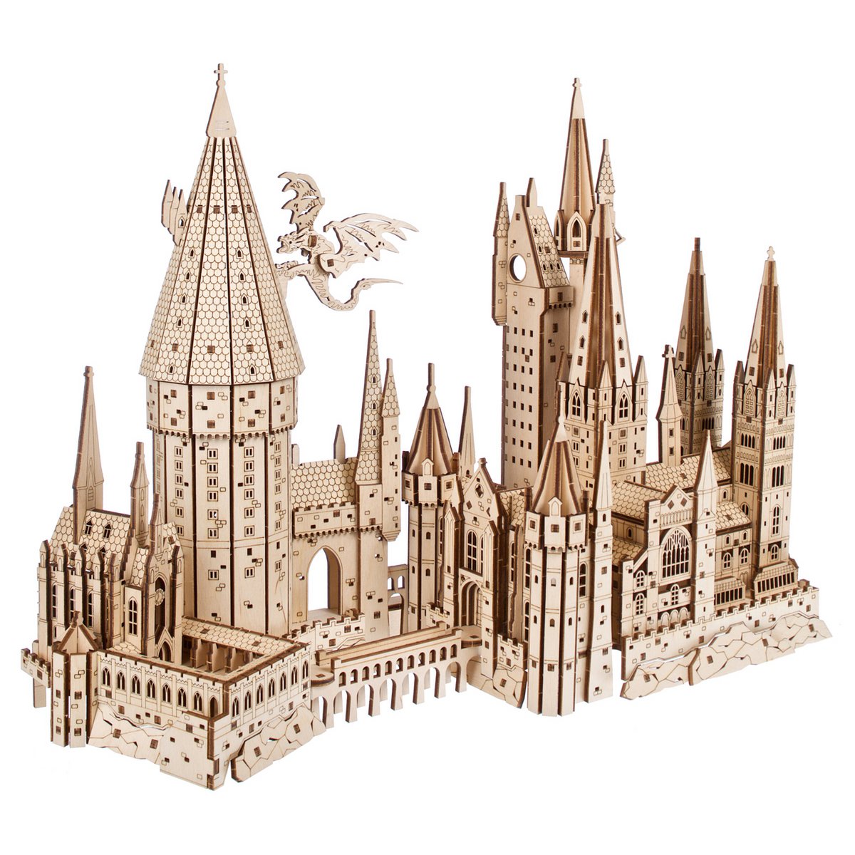 UGears Harry Potter Hogwarts Castle houten 3D bouwpakket met torens en bewegende trap - verpakking