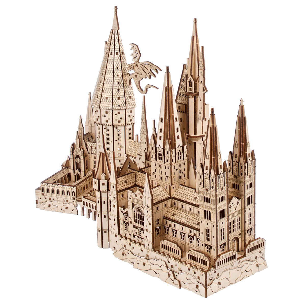 UGears Harry Potter Hogwarts Castle houten 3D bouwpakket met torens en bewegende trap - detailfoto