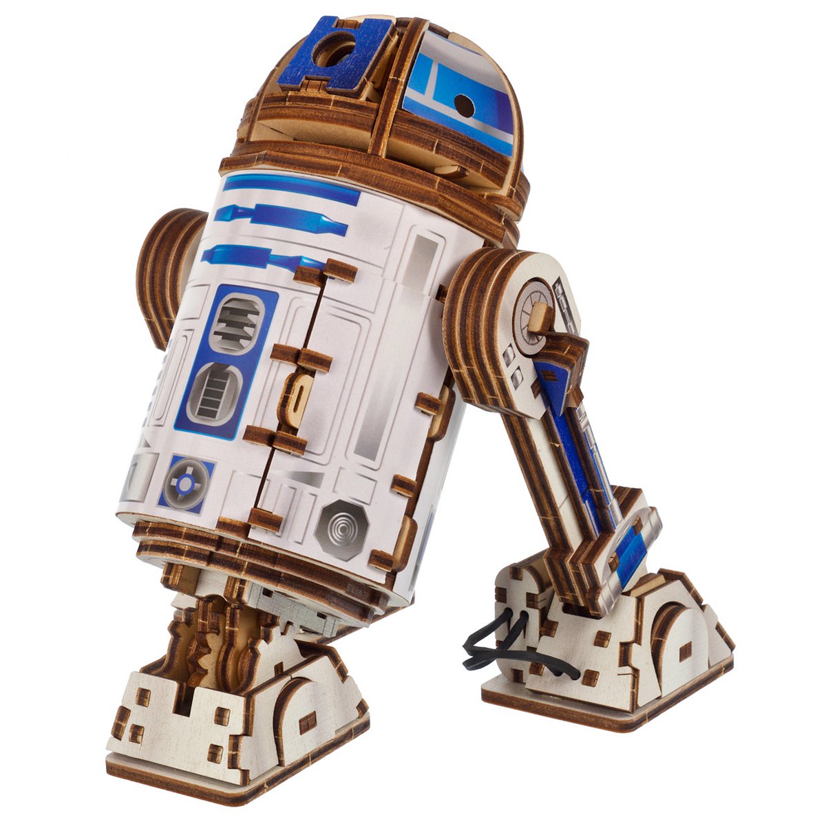 UGears Star Wars R2-D2 bouwpakket houten 3D model met bewegende benen en LED-projector - zijaanzicht